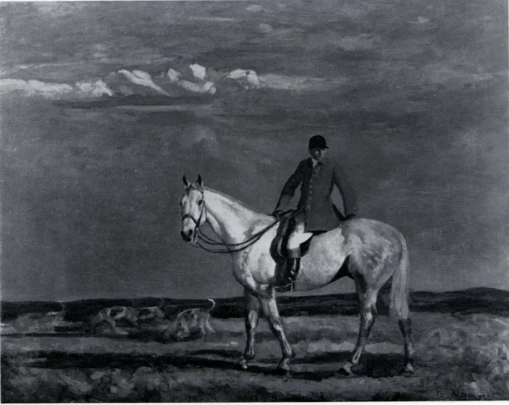 Munnings, Sir Alfred , Cavaliere su cavallo grigio