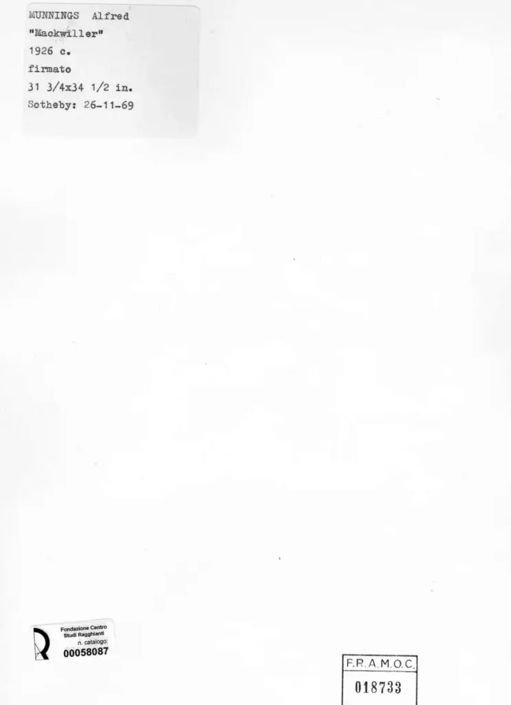Anonimo , Munnings, Sir Alfred - sec. XX - Mackwiller , retro