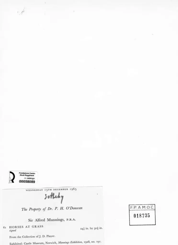 Anonimo , Munnings, Sir Alfred - sec. XX - Horses at Grass , retro