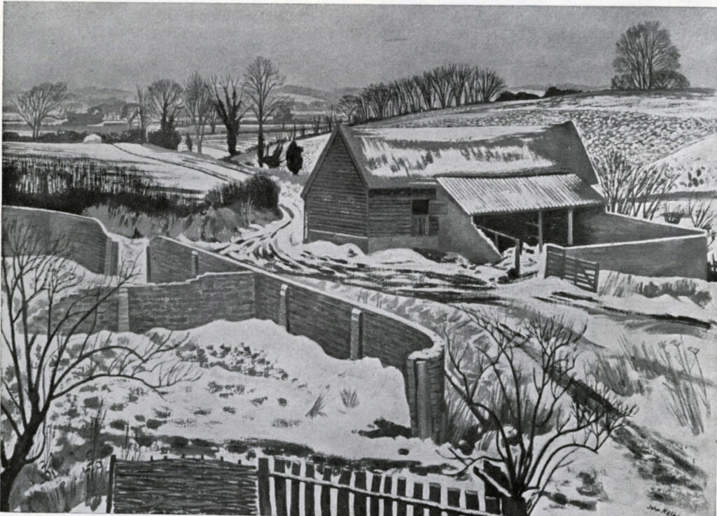 Nash, John , Farmyard in snow -