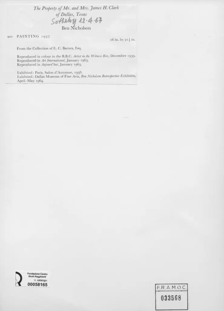 Anonimo , Nicholson, Ben - sec. XX - Painting , retro