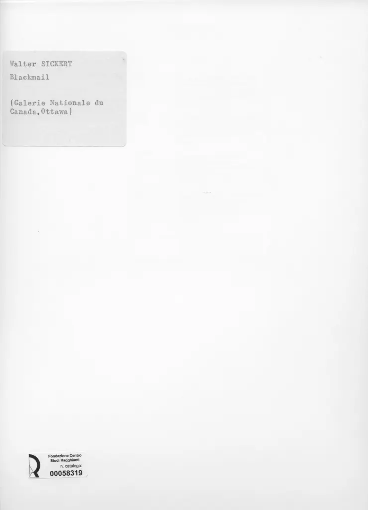 Anonimo , Sickert, Walter Richard - sec. XX - Blackmail , retro