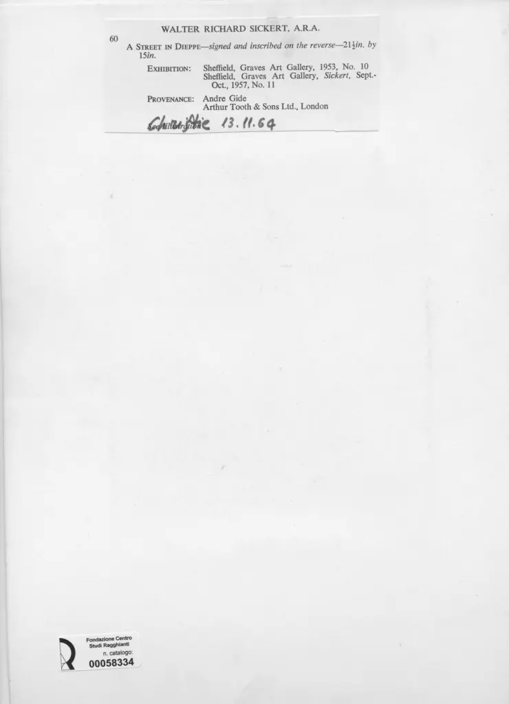 Anonimo , Sickert, Walter Richard - sec. XX - A Street in Dieppe , retro