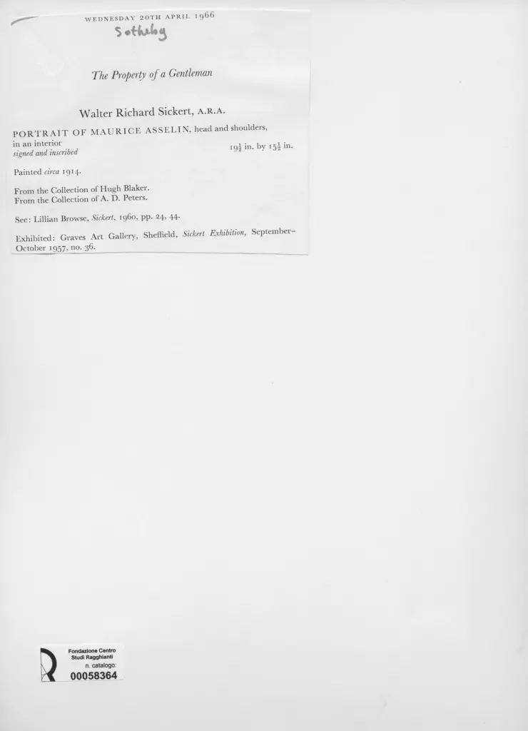 Anonimo , Sickert, Walter Richard - sec. XX - Portrait of Maurice Asselin , retro