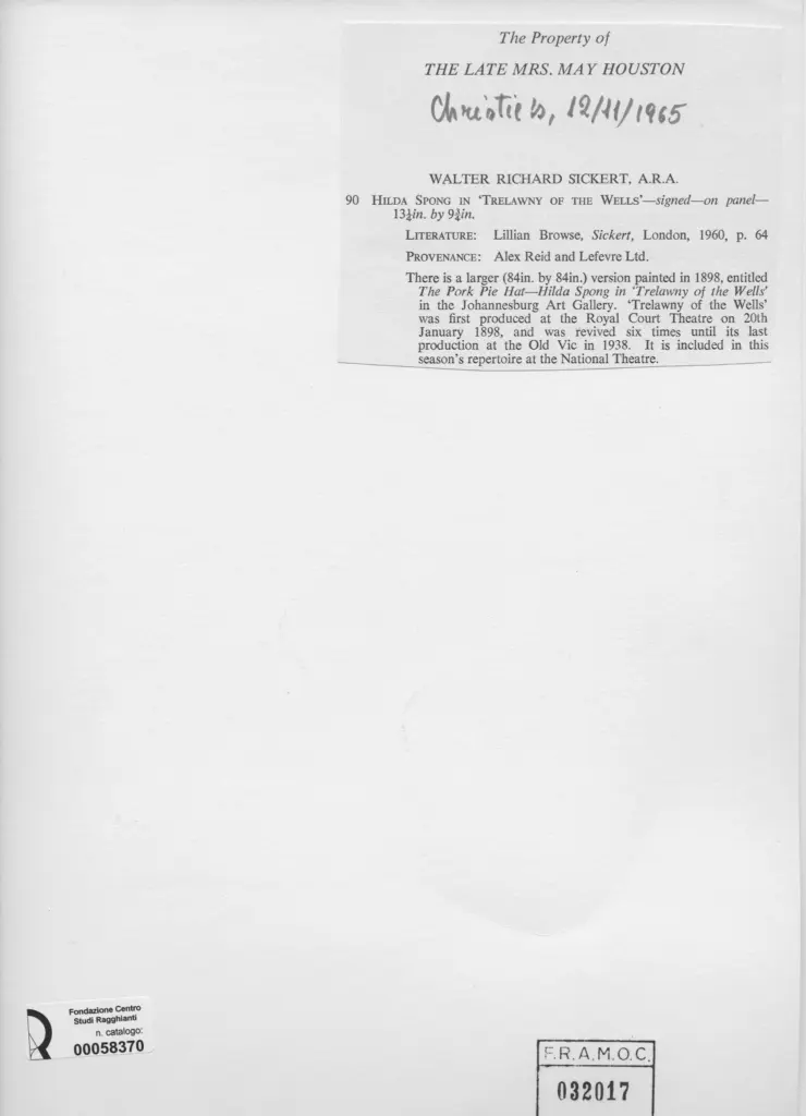 Anonimo , Sickert, Walter Richard , retro