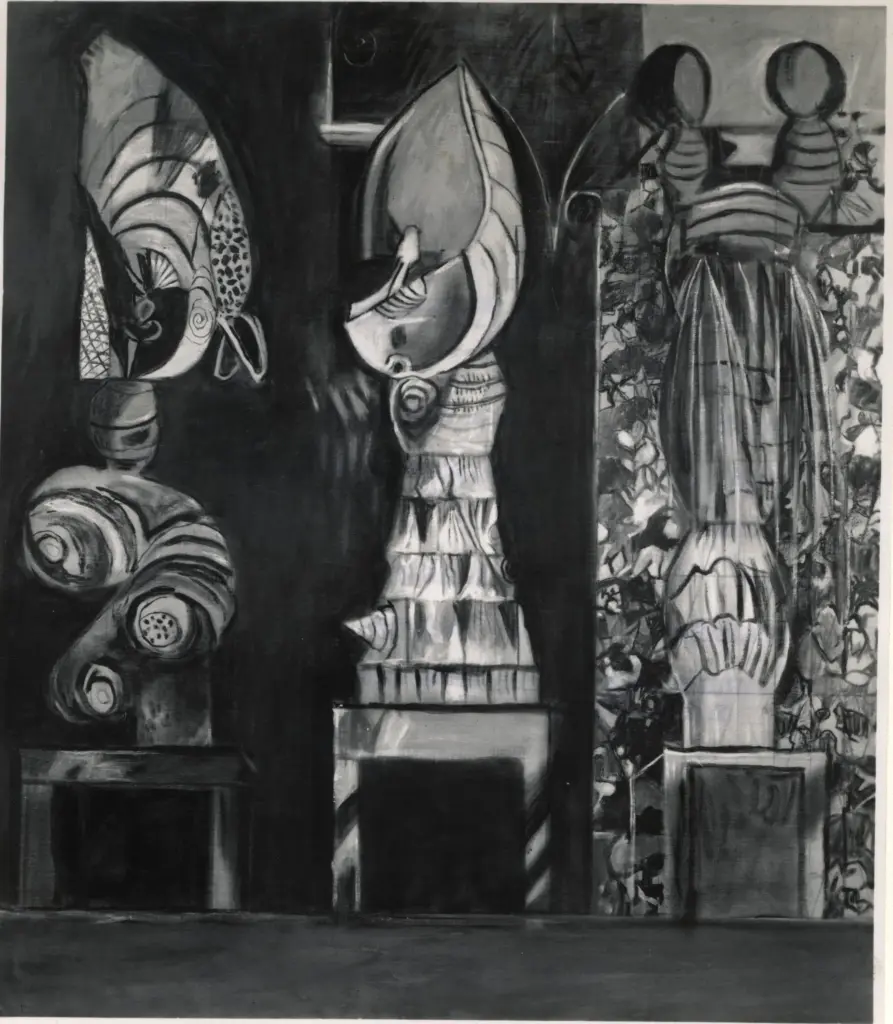 Anonimo , Sutherland, Graham - sec. XX - Three standing forms in a garden , fronte