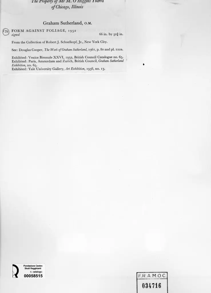 Anonimo , Sutherland, Graham - sec. XX - Form against foliage , retro