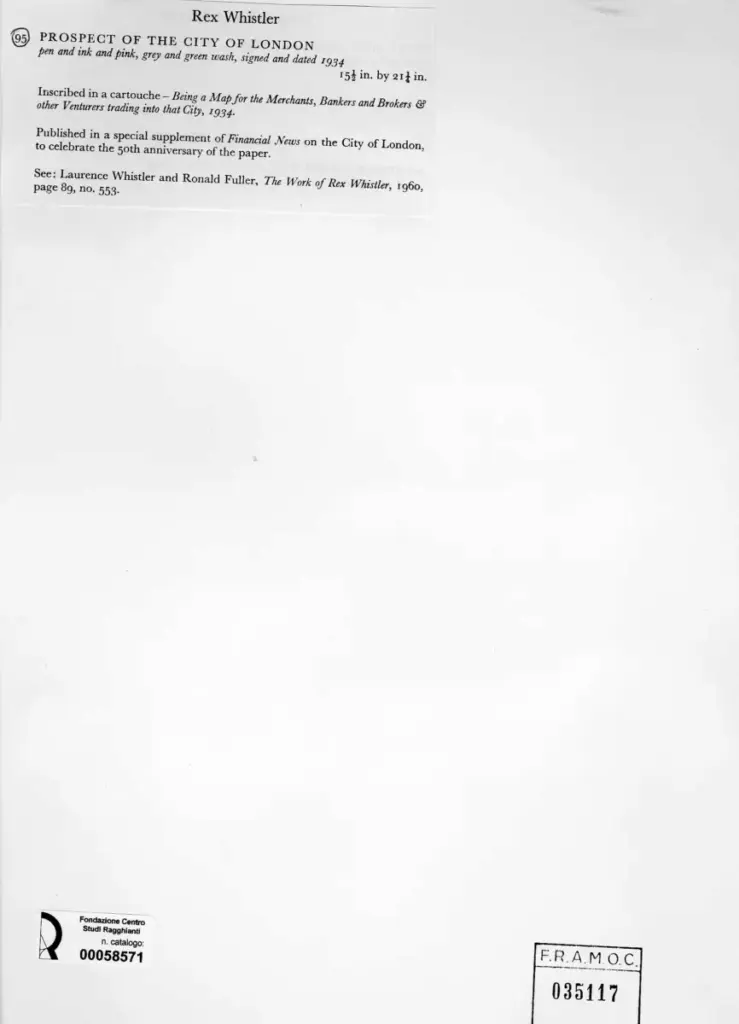 Anonimo , Whistler, Rex - sec. XX - Prospect of the city of London , retro