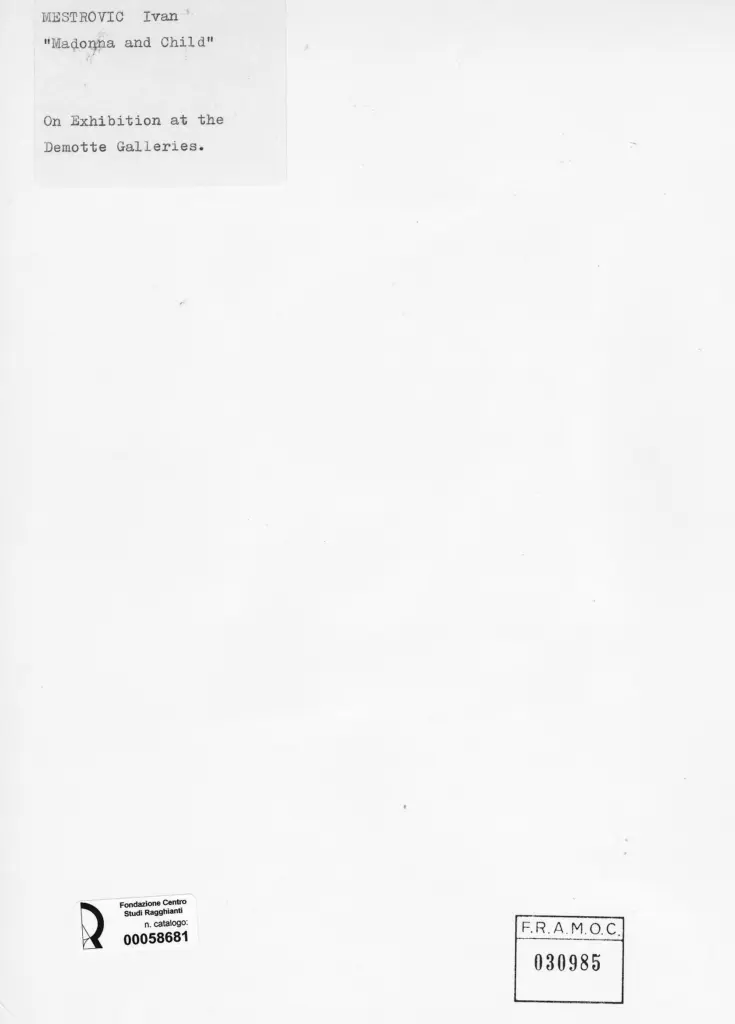 Anonimo , Mestrovic, Ivan - sec. XX - Madonna and Child , retro