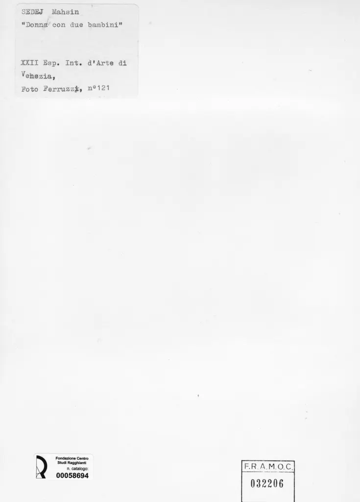 Fotografia Ferruzzi , Sedej, Mahsin - sec. XX - Donna con due Bambini , retro