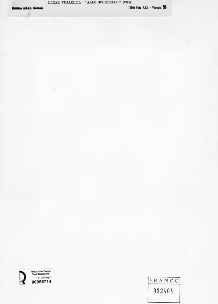 A.F.I. Agenzia Fotografica Industriale , Vujaklija, Lazar - sec. XX - Allo sportello , retro