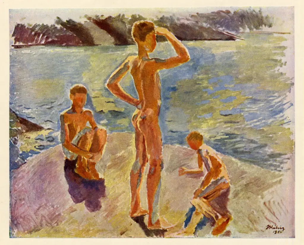 Anonimo , Heiberg, Jean - sec. XX - Boys bathing , fronte