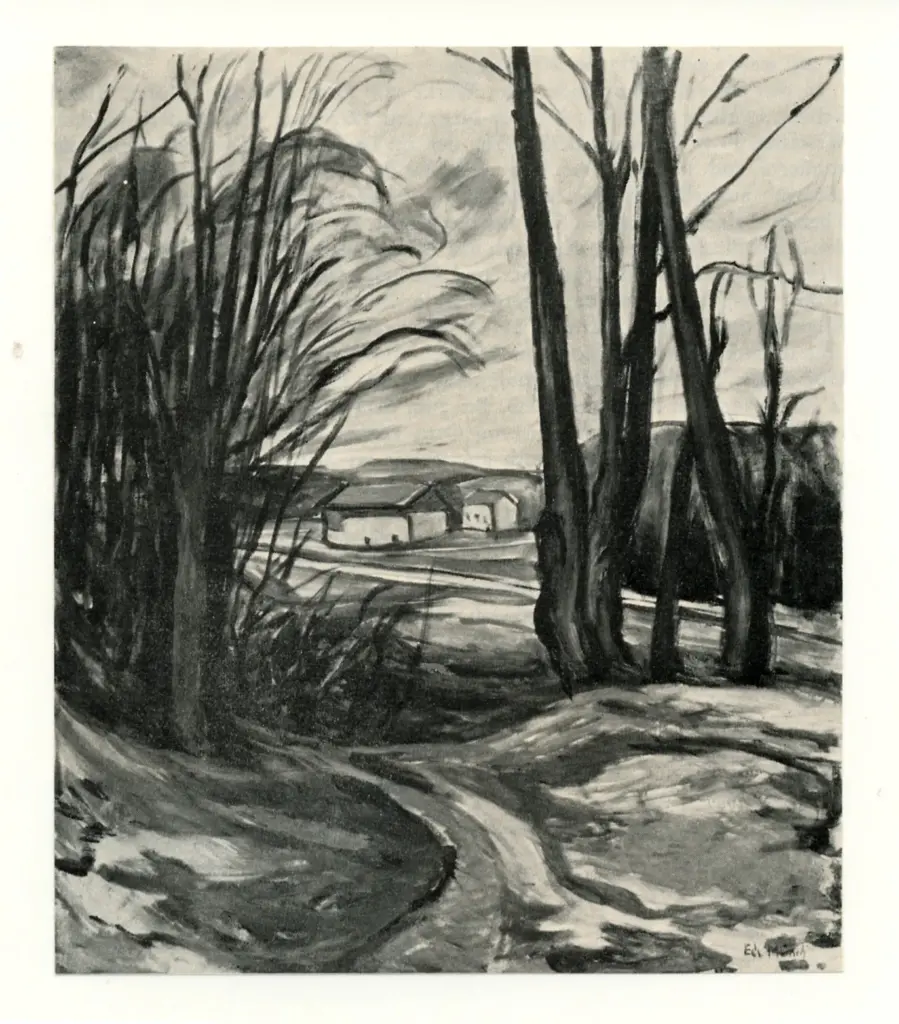 Anonimo , Munch, Edvard - sec. XX - Landschaft mit rotem Gehöft (den røde laven) , fronte