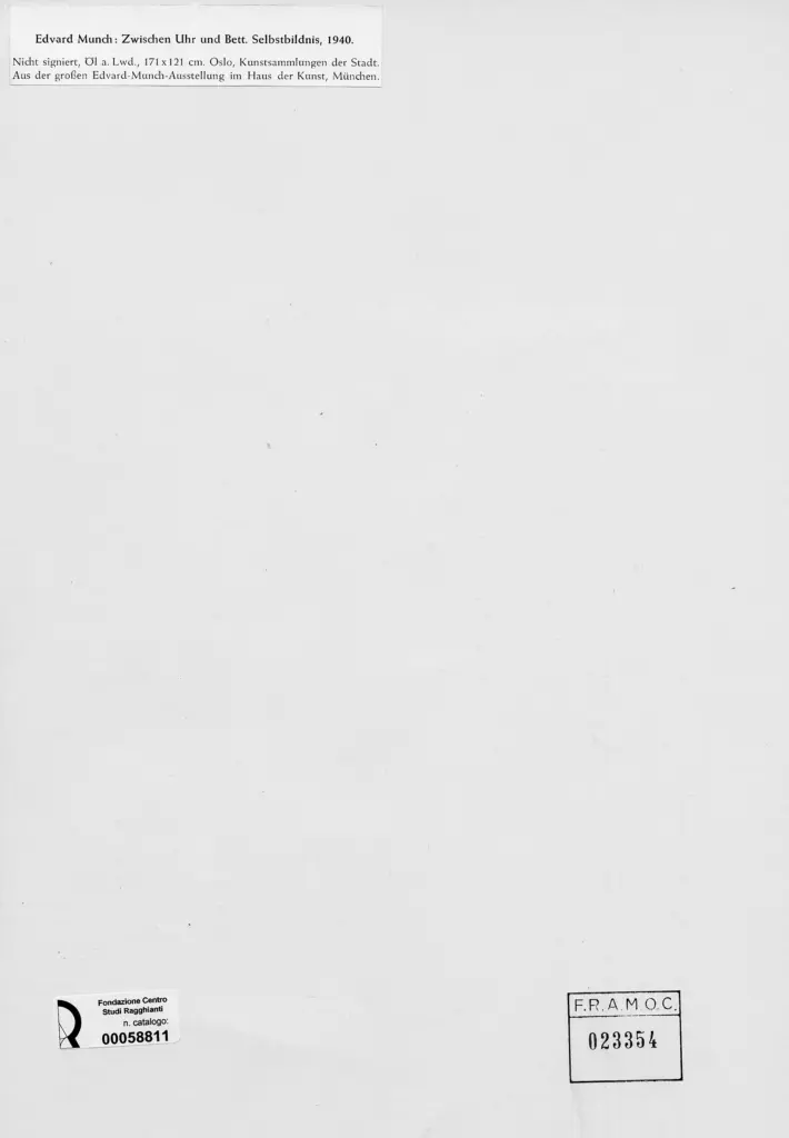 Anonimo , Munch, Edvard - sec. XX - Zwischen Uhr und Bett. Selbstbildnis , retro