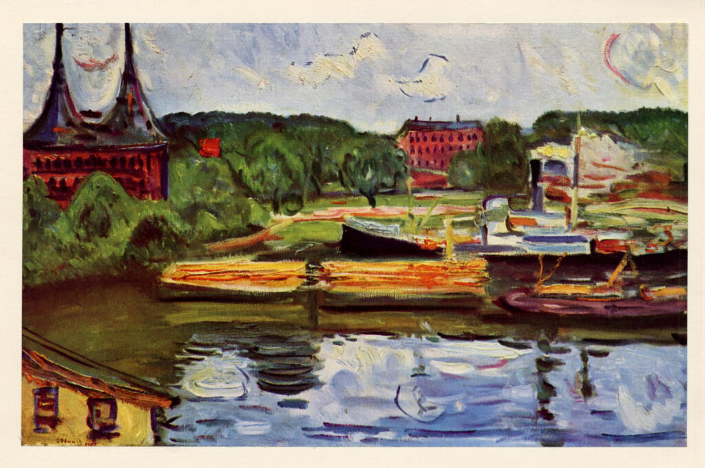 Anonimo , Munch, Edvard - sec. XX - Lübecker Hafen mit dem Holstentor , fronte