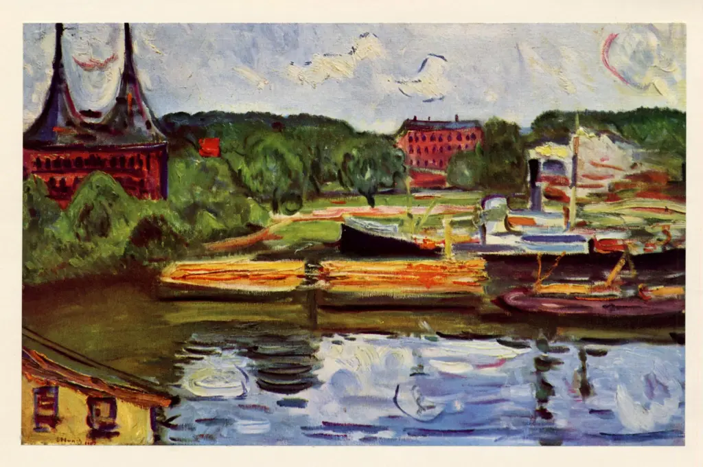 Anonimo , Munch, Edvard - sec. XX - L&uuml;becker Hafen mit dem Holstentor , fronte