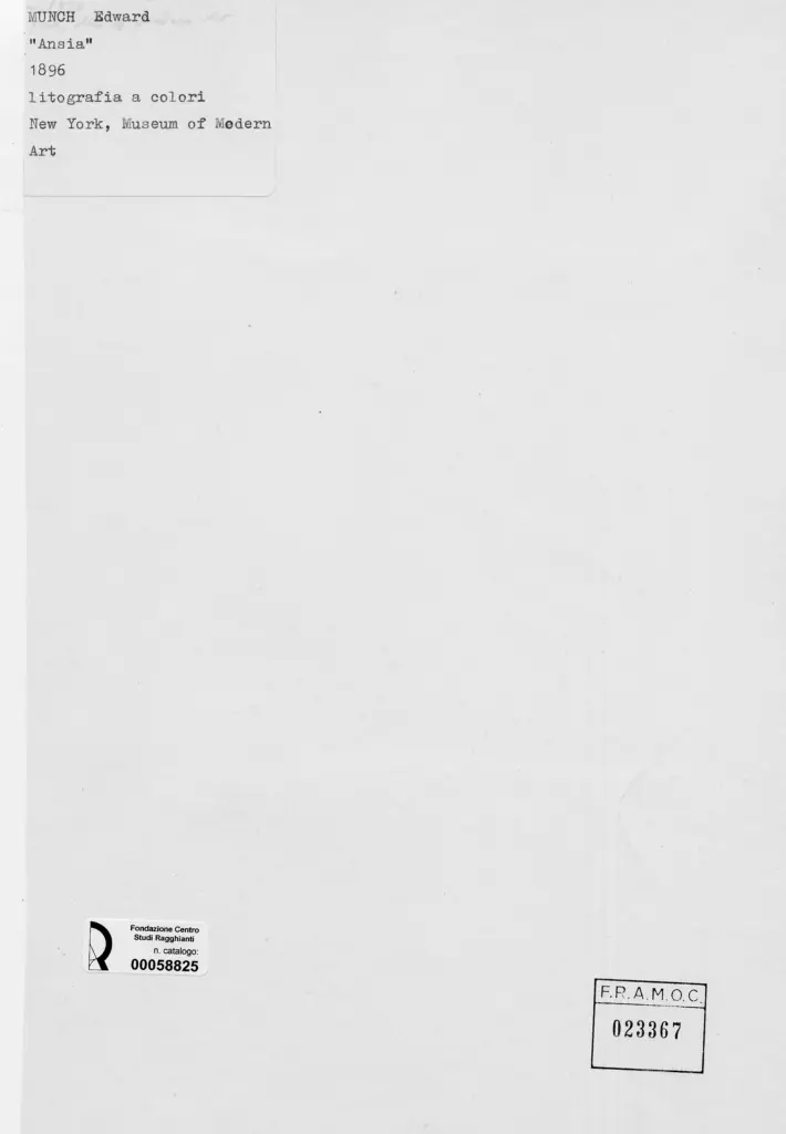 Anonimo , Munch, Edvard - sec. XIX - Ansia , retro