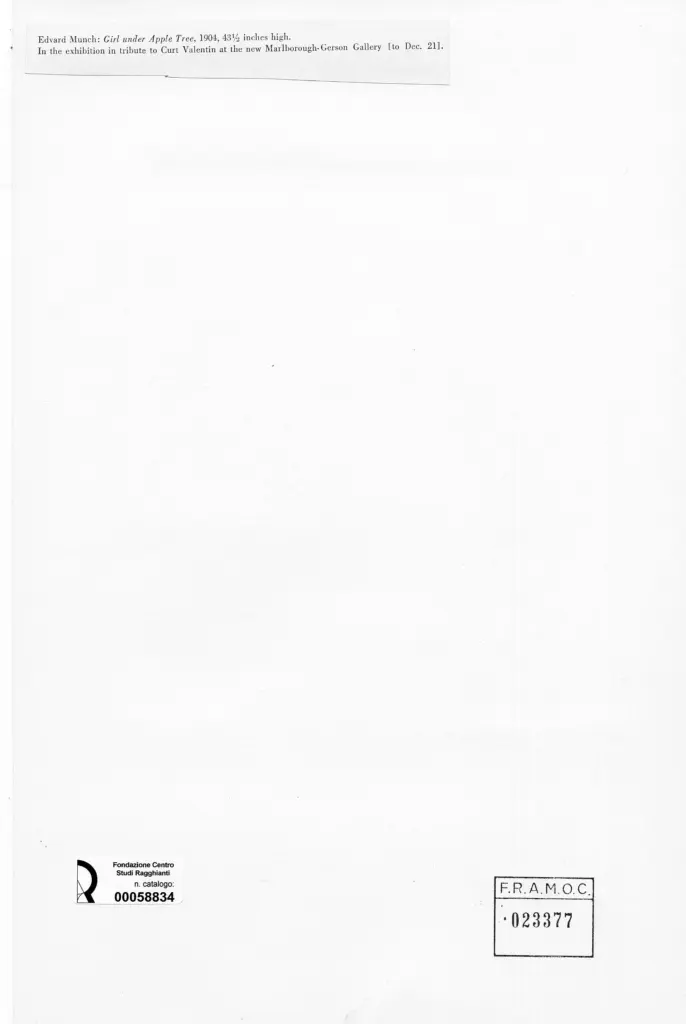 Anonimo , Munch, Edvard - sec. XX - Girl under Apple Tree , retro