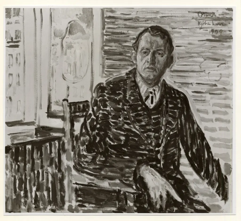 Munch, Edvard , Self portrait in a blue suit