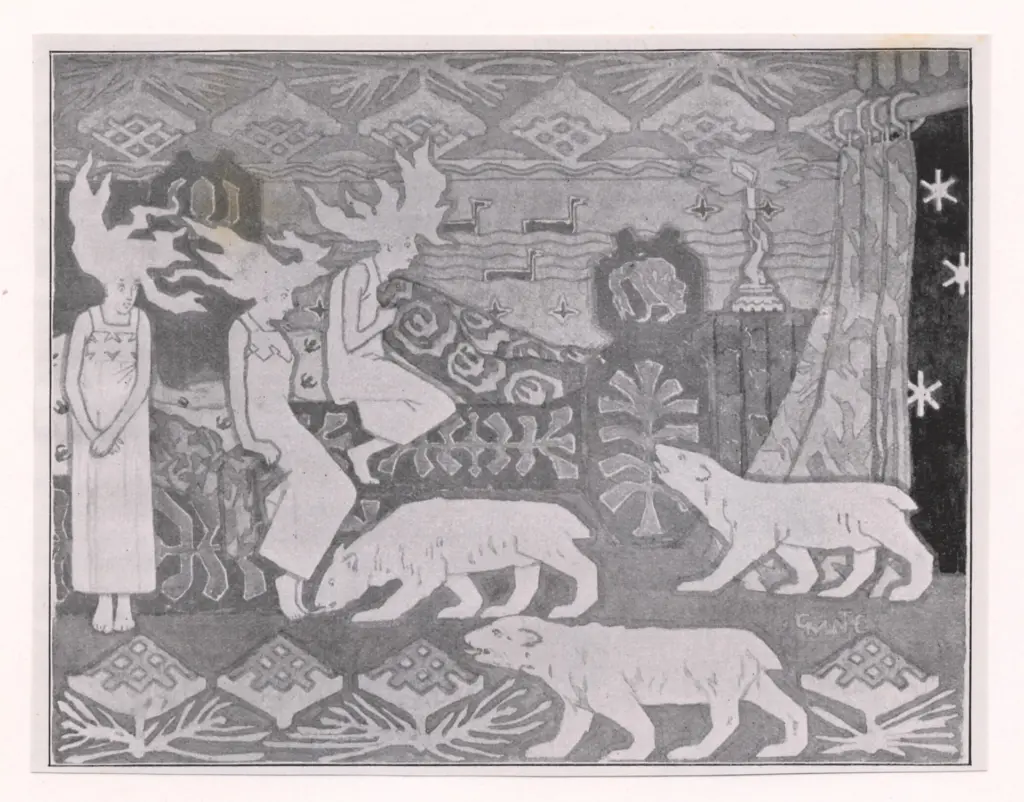 Munthe, Gerhard , The Daughters of the Northern Lights - Disegno per tappezzeria