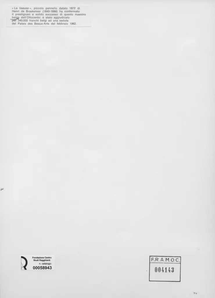 Anonimo , Braekeleer, Henry - sec. XIX - La liseuse , retro