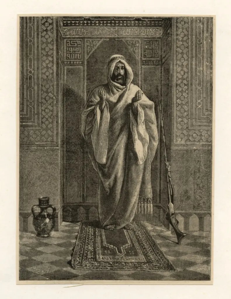 Anonimo , Haag, Carl - sec. XIX - A Mugharibe Bedawee at Devotion , fronte