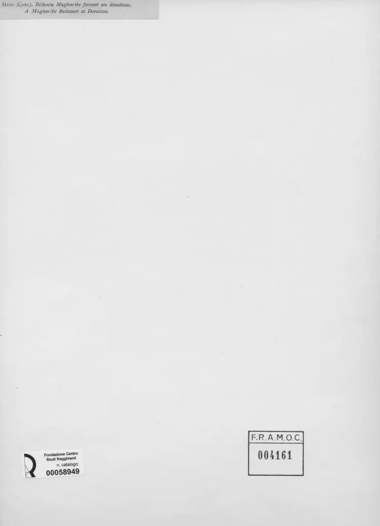 Anonimo , Haag, Carl - sec. XIX - A Mugharibe Bedawee at Devotion , retro