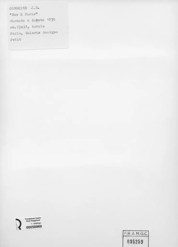 Anonimo , Jongkind, Johan Barthold - sec. XIX - Rue &agrave; Paris , retro