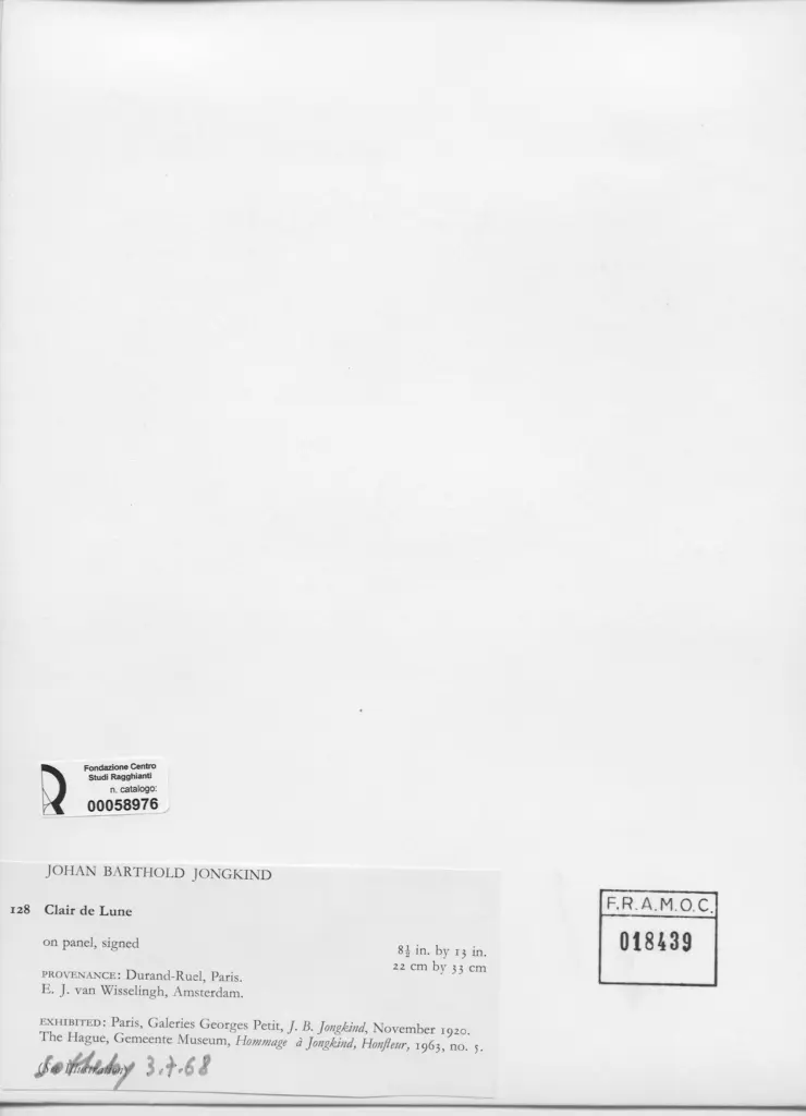 Anonimo , Jongkind, Johan Barthold - sec. XIX - Clair de Lune , retro