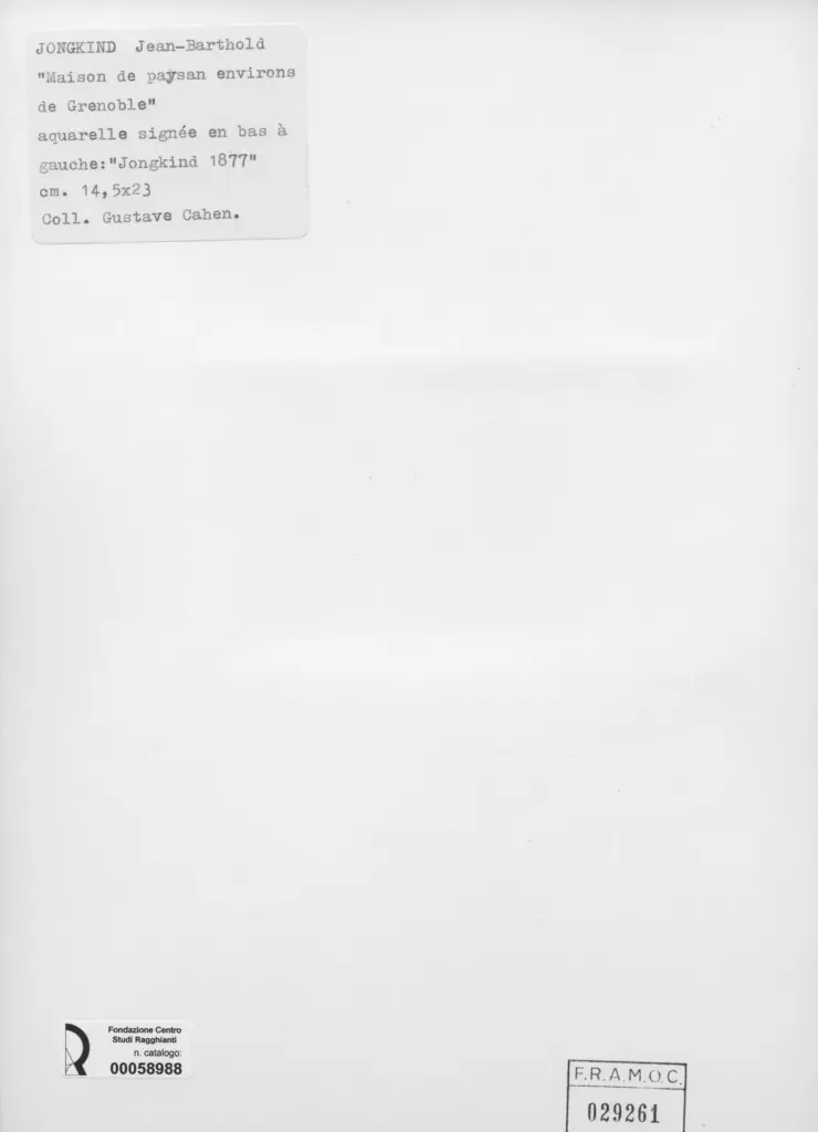 Anonimo , Jongkind, Johan Barthold - sec. XIX - Maison de paysan environs de Grenoble , retro