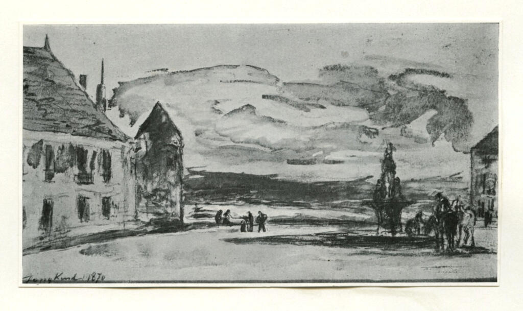 Anonimo , Jongkind, Johan Barthold - sec. XIX - Fontaine sur la place du Château , fronte