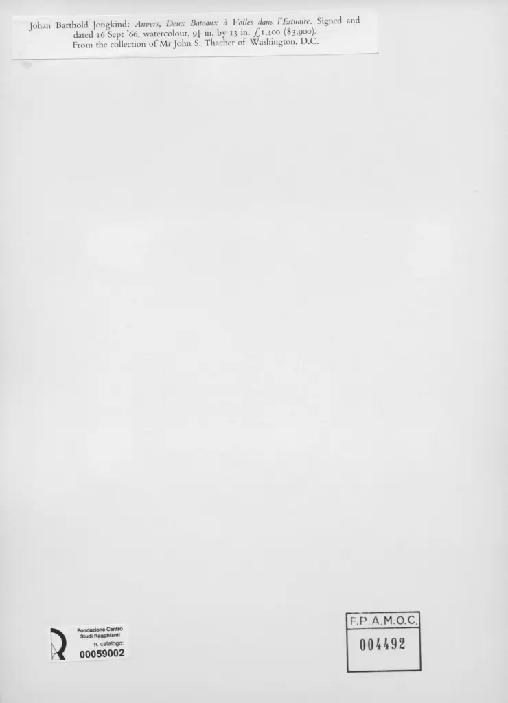 Anonimo , Jongkind, Johan Barthold - sec. XIX - Anvers, Deux Bateaux &agrave; Voiles dans l'Estuaire , retro