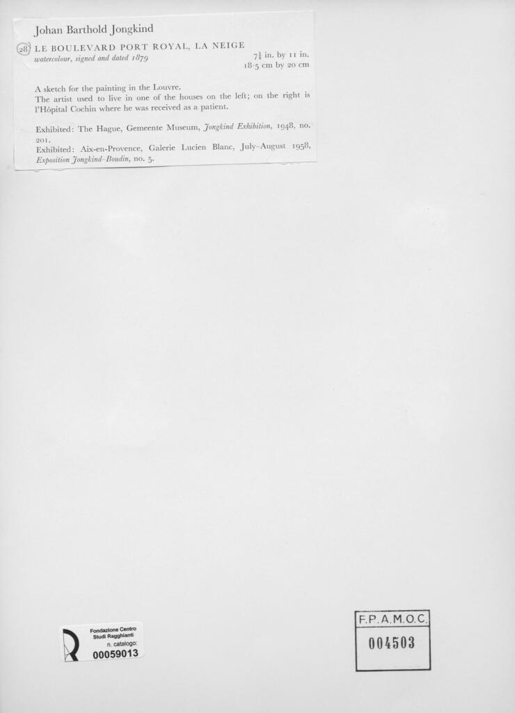 Anonimo , Jongkind, Johan Barthold; sec. XIX; , retro