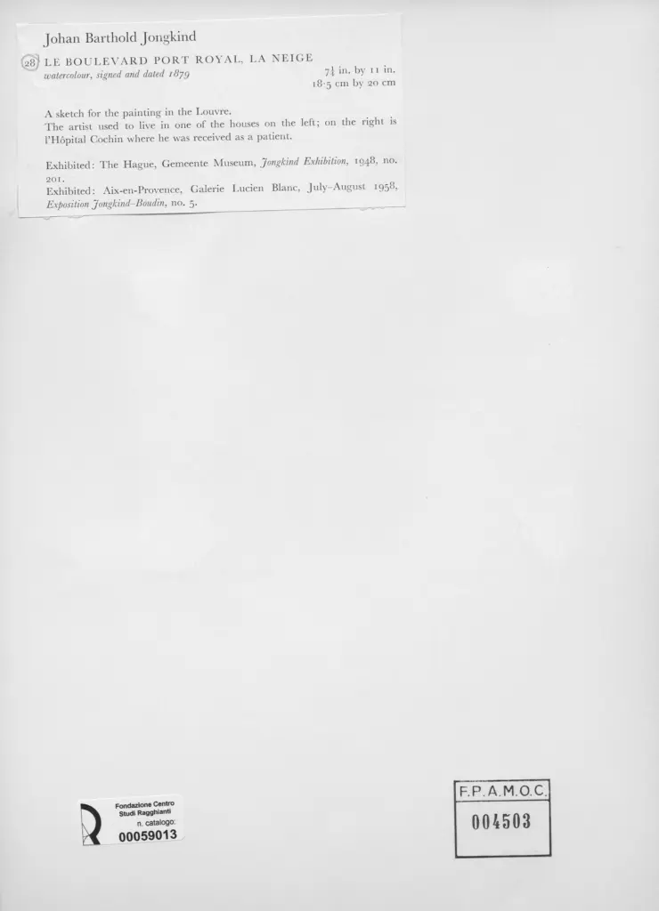 Anonimo , Jongkind, Johan Barthold; sec. XIX; , retro