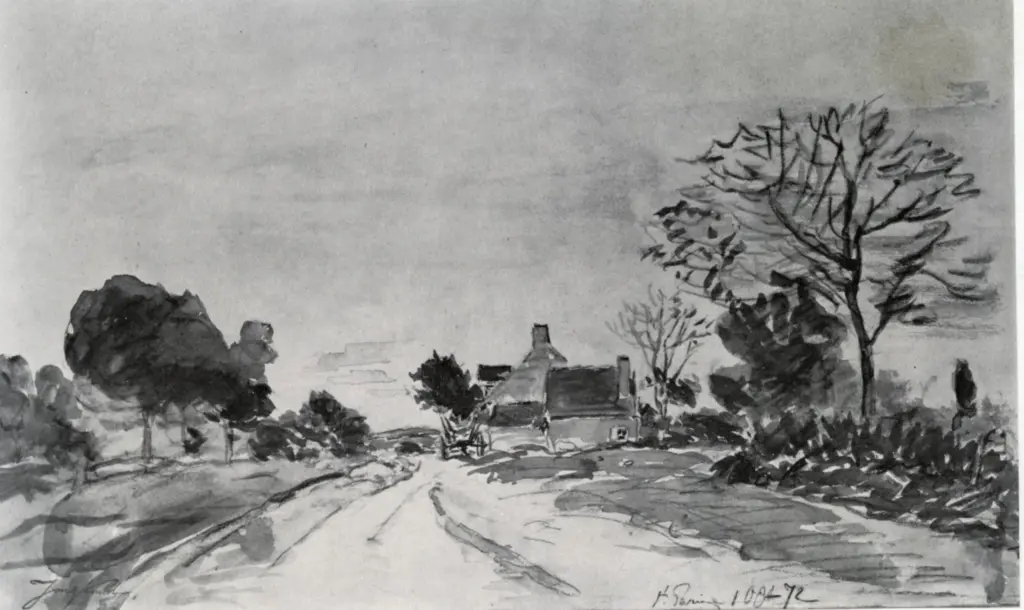 Anonimo , Jongkind, Johan Barthold - sec. XIX - La route &agrave; St. Parize, pr&egrave;s de Nevers , fronte