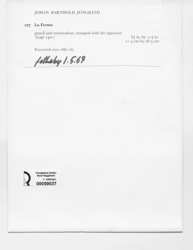 Anonimo , Jongkind, Johan Barthold - sec. XIX - La ferme , retro