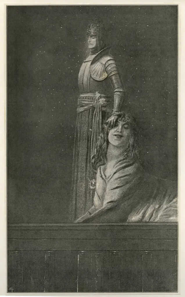 Khnopff, Fernand , An angel meeting with animalism