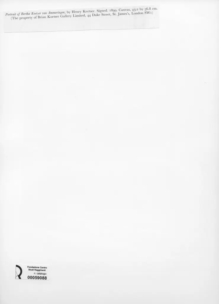 Anonimo , Koetser, Henry - sec. XIX - Portrait of Bertha Koetser van Ammeringen , retro