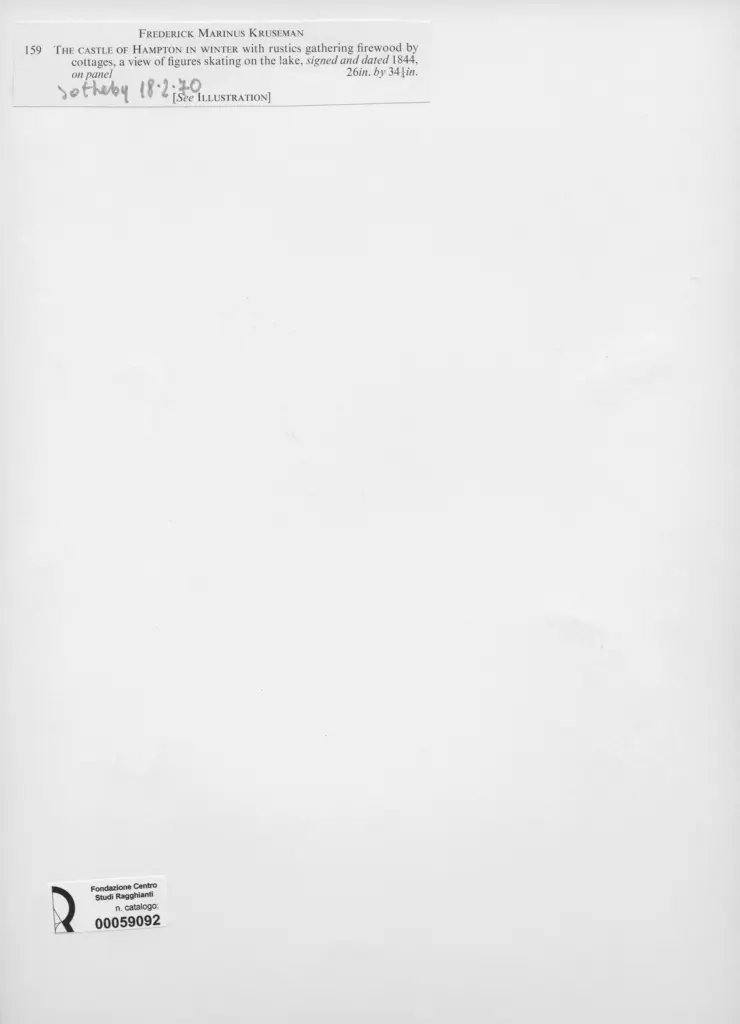 Anonimo , Kruseman, Frederick Marianus - sec. XIX - The castle of Hampton in winter , retro