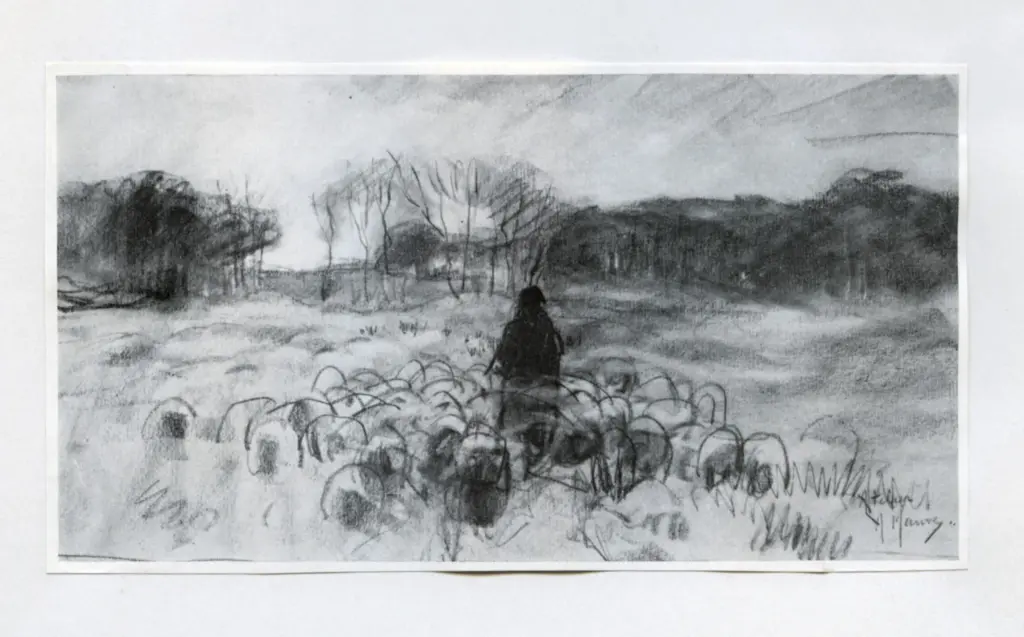 Anonimo , Mauve, Anton - sec. XIX - A Herdsman with his sheep , fronte