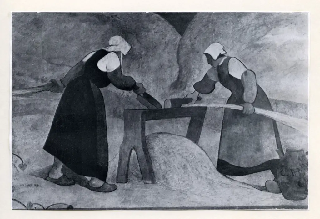 Anonimo , Meyer De Haan, Jacob - sec. XIX - Paysannes broyant du Chanvre , fronte