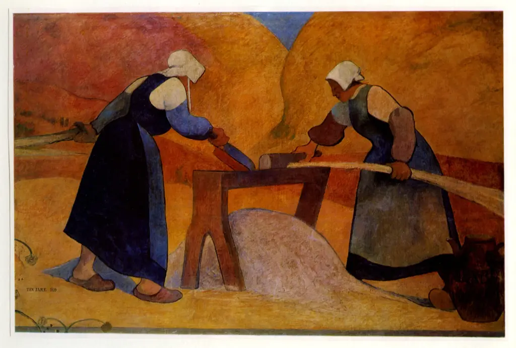 Anonimo , Meyer De Haan, Jacob - sec. XIX - Paysannes broyant du Chanvre , fronte