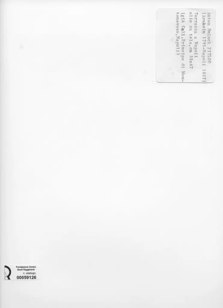 Anonimo , Pitloo, Antonio Sminck - sec. XIX - Terrazza a Napoli , retro