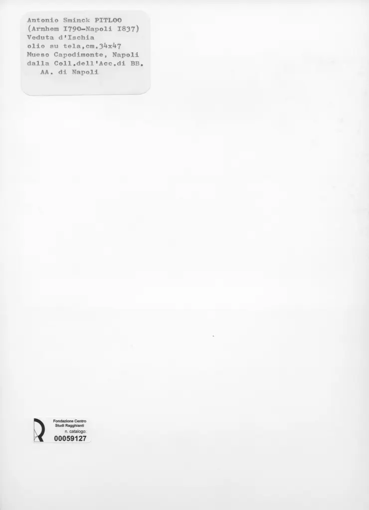 Anonimo , Pitloo, Antonio Sminck - sec. XIX - Veduta d'Ischia , retro