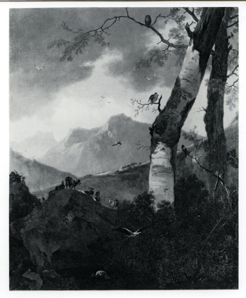 Anonimo , Pynacker, Adam - sec. XIX - A Mountain Landscape with a Silver Birch , fronte