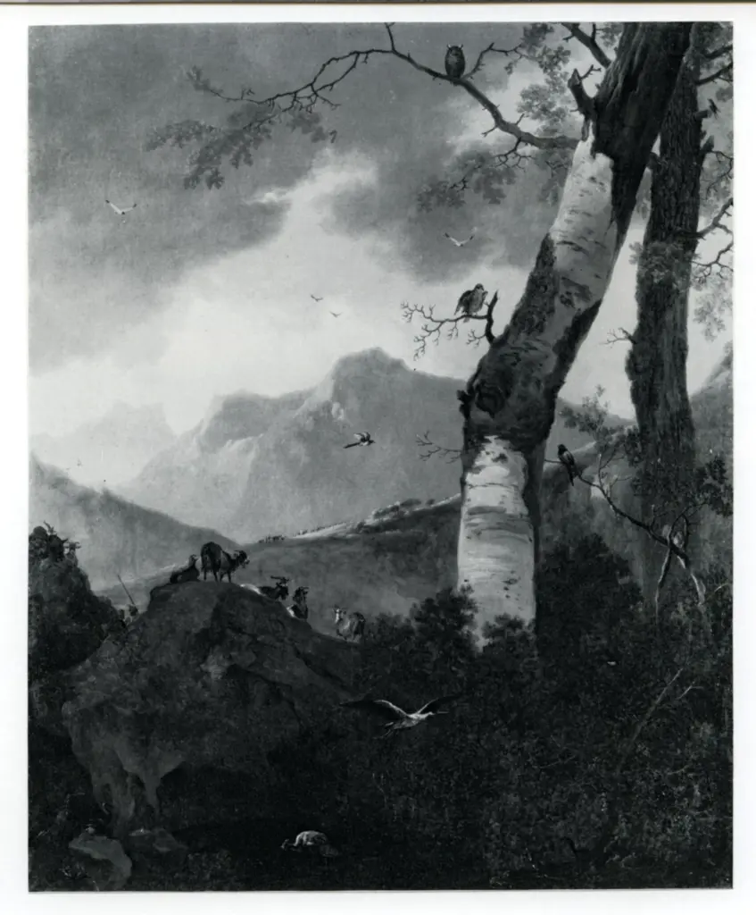 Anonimo , Pynacker, Adam - sec. XIX - A Mountain Landscape with a Silver Birch