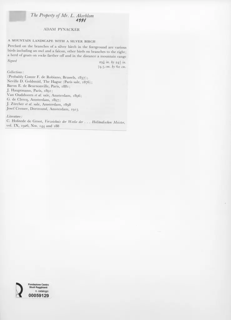 Anonimo , Pynacker, Adam - sec. XIX - A Mountain Landscape with a Silver Birch , retro