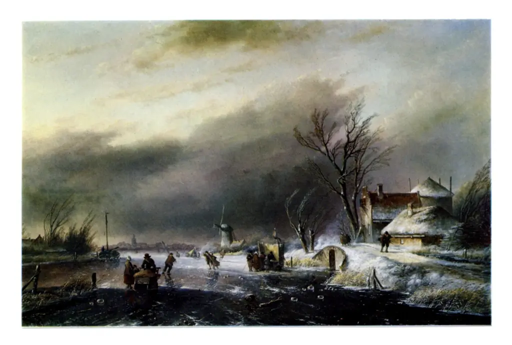Spohler, Jan Jacob Coenraad , Figures on the ice in a winter landscape