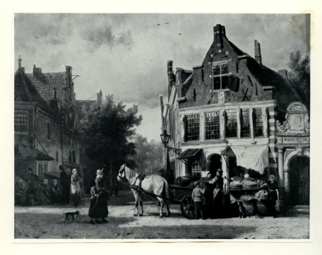 Anonimo , Springer, Cornelius - sec. XIX - A Street Market in Enkuyzen , fronte