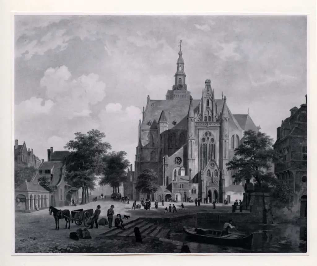 Anonimo , Van Hove, Bartholomeus Johannes - sec. XIX - A cathedral in a dutch town , fronte